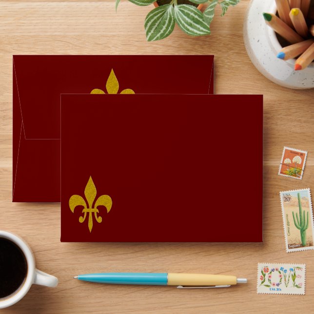Golden Lily - luxury royal 1 + your text Envelope (Desk)