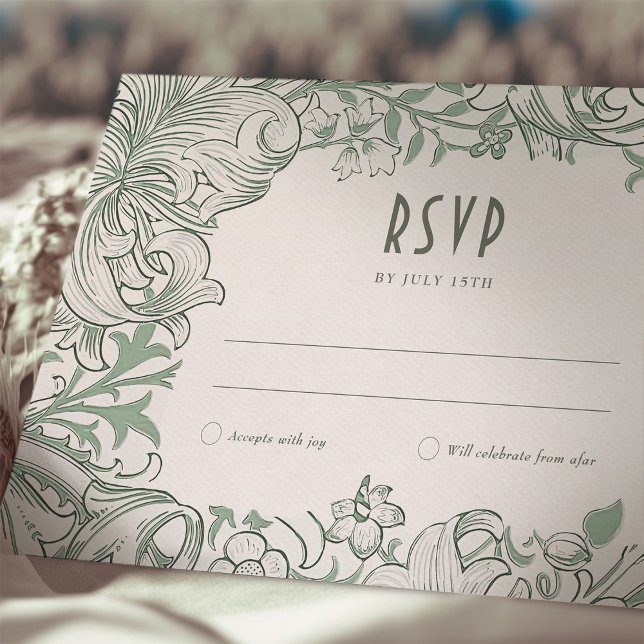 Golden Lily Sage Wedding RSVP Card Morris (Creator Uploaded)