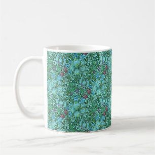 Golden Lily Vintage Floral Flowers Blue Pink Green Coffee Mug