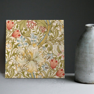 Golden Lily William Morris Arts Crafts Floral Tile