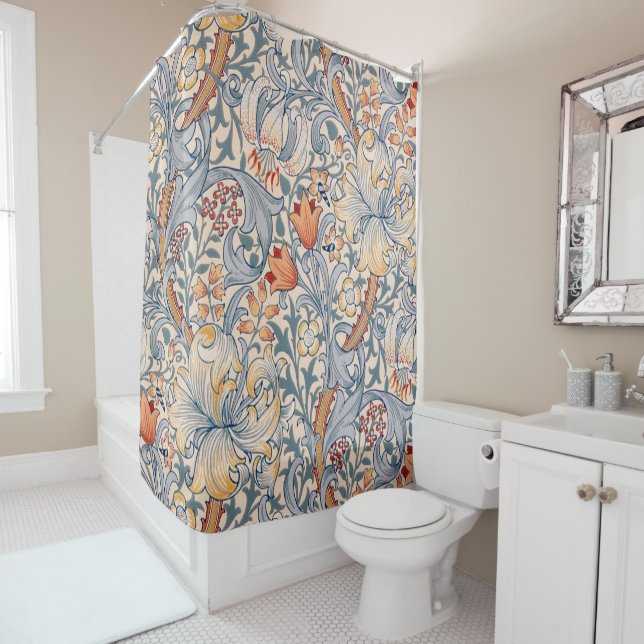 Golden Lily, William Morris Shower Curtain (In Situ)