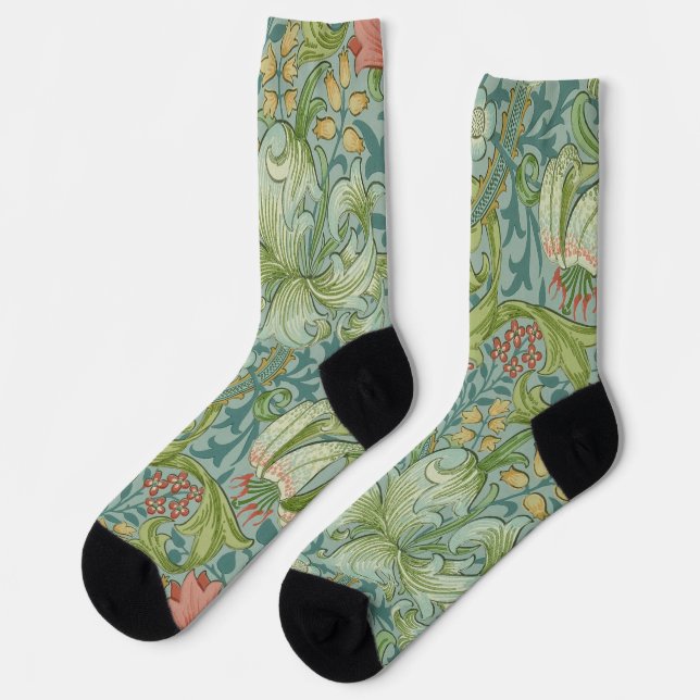 Golden Lily, William Morris Socks (Left)