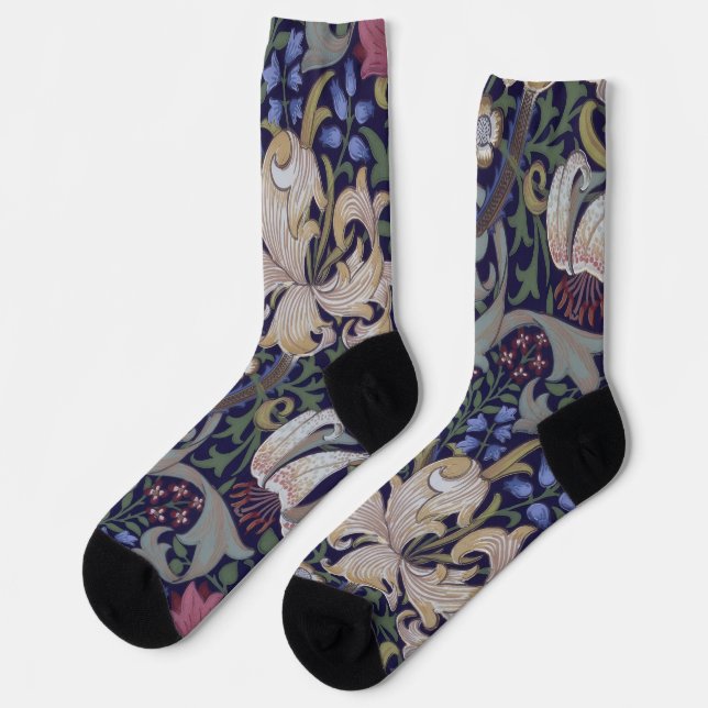 Golden Lily, William Morris Socks (Left)