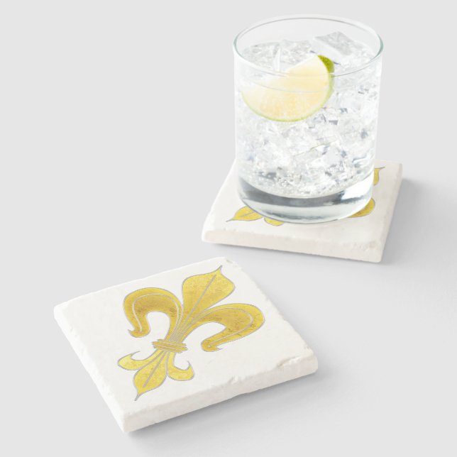Golden Lily + your text & background Stone Coaster (Side)