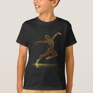 Golden Line Art Ballet Dancer Elegant Illustration T-Shirt