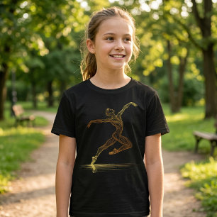 Golden Line Art Ballet Dancer Elegant Illustration T-Shirt