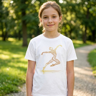 Golden Line Art Ballet Dancer Elegant Illustration T-Shirt