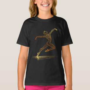 Golden Line Art Ballet Dancer Elegant Illustration T-Shirt