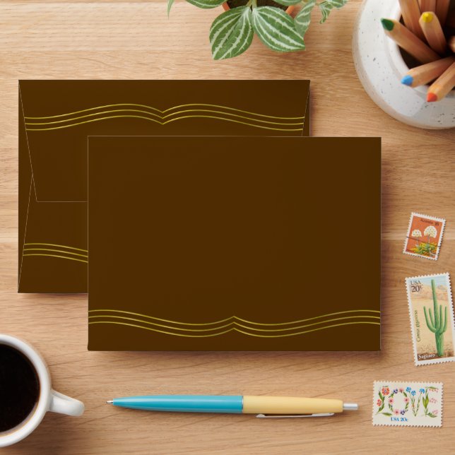 Golden Line Border - Decoration 4 + text Envelope (Desk)