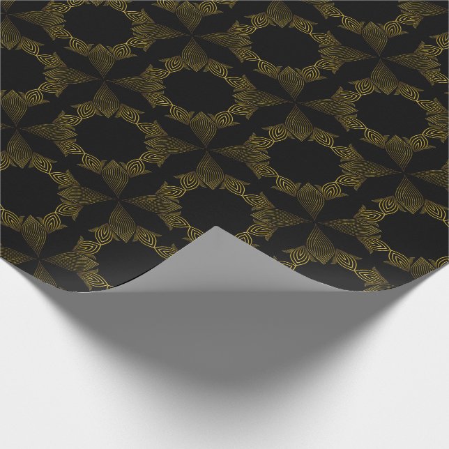 golden line flower petal wrapping paper (Corner)