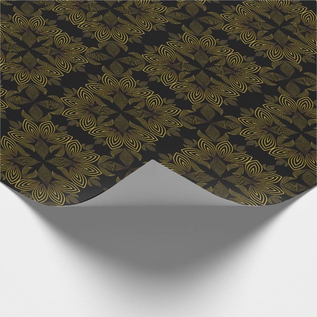 golden line flower petal wrapping paper (Corner)