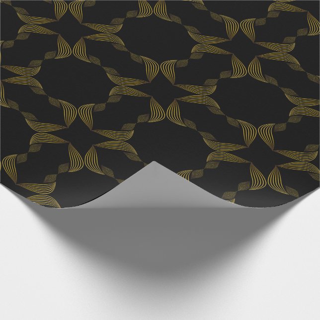 golden line flower petal wrapping paper (Corner)