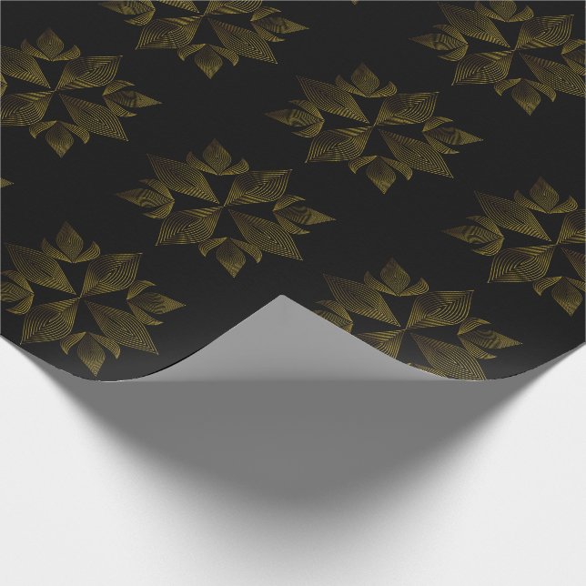 golden line flower petal wrapping paper (Corner)