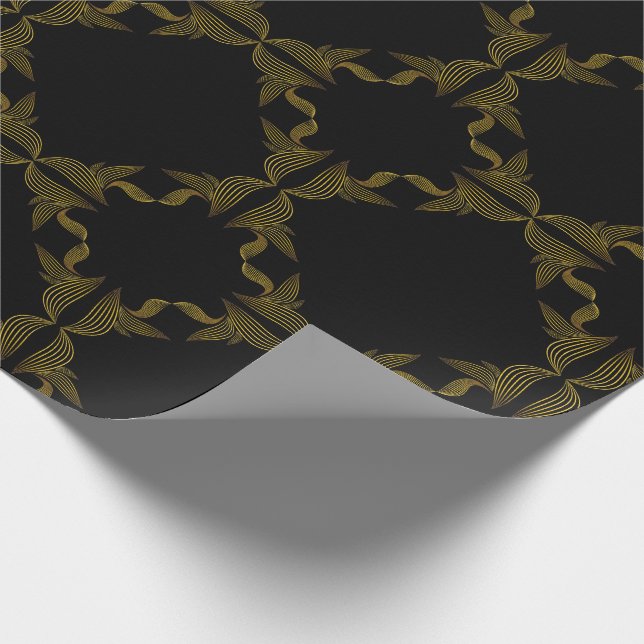 golden line flower petal wrapping paper (Corner)