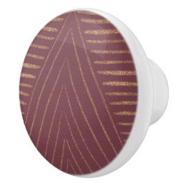 Golden Lined Triangles Ceramic Knob