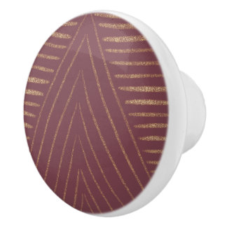 Golden Lined Triangles Ceramic Knob