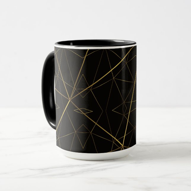 Golden Lines Black & Gold Mug (Front Left)