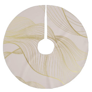 Golden Lines: Luxury Vintage Pattern. Brushed Polyester Tree Skirt
