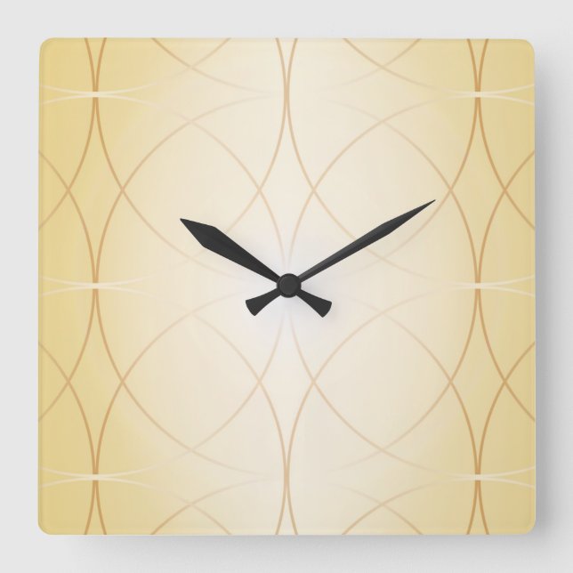 Golden lines square wall clock (Front)