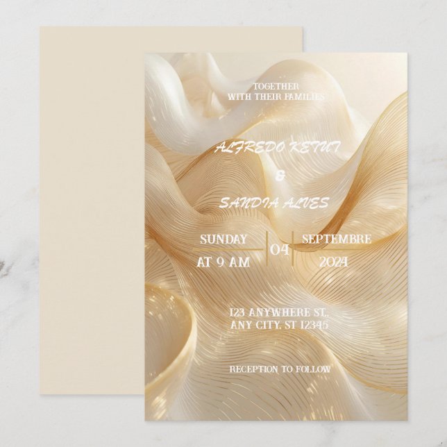 Golden Lines Wedding Invitation – Elegant & Modern (Front/Back)