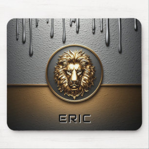 Golden Lion Face With Dripping Metal 🦁 Mouse Pad