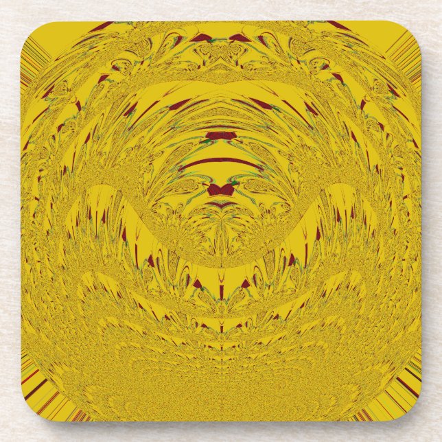 Golden Lion Head Art Print Coaster (Front)
