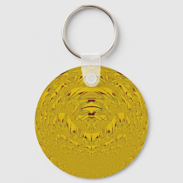 Golden Lion Head Art Print Key Ring (Front)