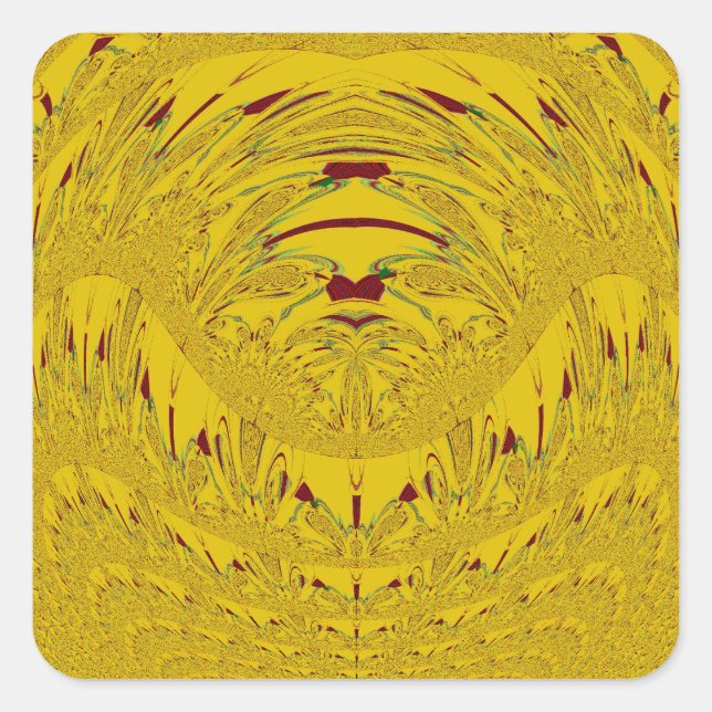 Golden Lion Head Art Print Square Sticker (Front)