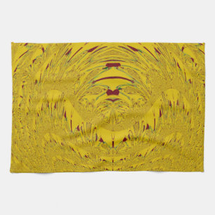 Golden Lion Head Art Print Tea Towel