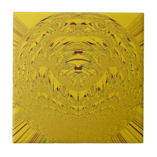 Golden Lion Head Art Print Tile