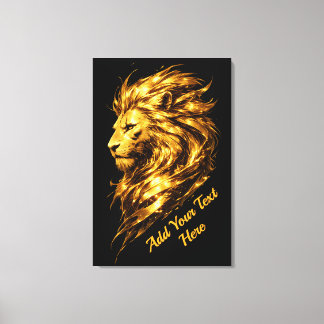 Golden Lion Legacy | Personalised Luxury Gold Lion Canvas Print