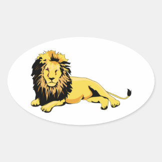 Golden Lion Lying Down Oval Sticker