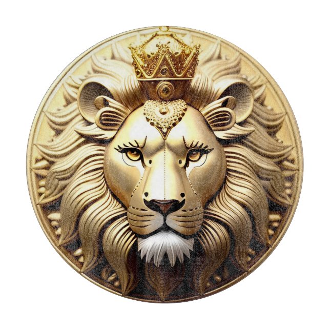 Golden Lion Medallion With Crown Cutting Board (Front)