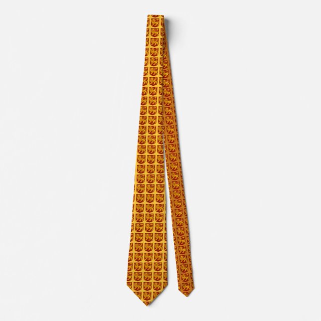 Golden Lion on Red Shield Heraldry Tie (Front)