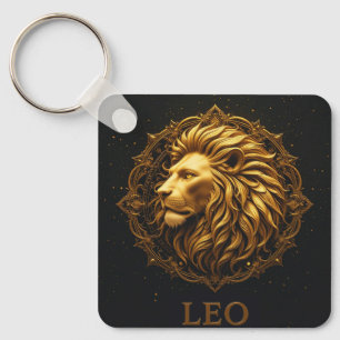 Golden Lion Symbol Representing Strength, Zodiac Key Ring