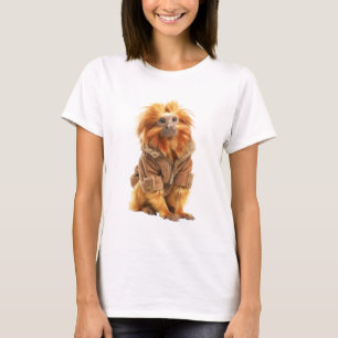 Golden Lion Tamarin in Stylish Winter Jacket T-Shirt