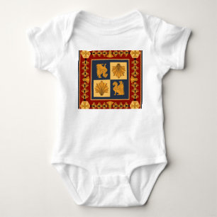 Golden lions: Art Nouveau scarf design Baby Bodysuit