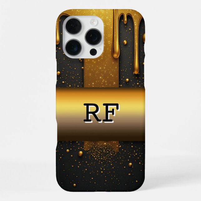 ✨ Golden Liquid Glam  Sparkling Glitter Drip 💛👑 iPhone Case (Back)