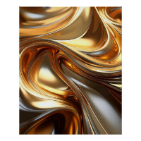 Golden Liquid Metal Waves – Modern Glossy Art