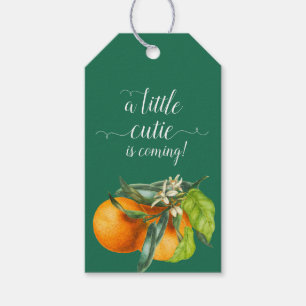 Golden Little Cutie Orange Baby Shower Gift Tags
