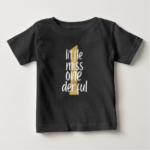 Golden Little Miss One Derful 1st Birthday party  Baby T-Shirt