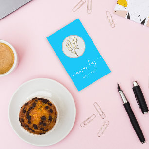 Golden Logo Hairdresser Makeup Artist Blue Business Card