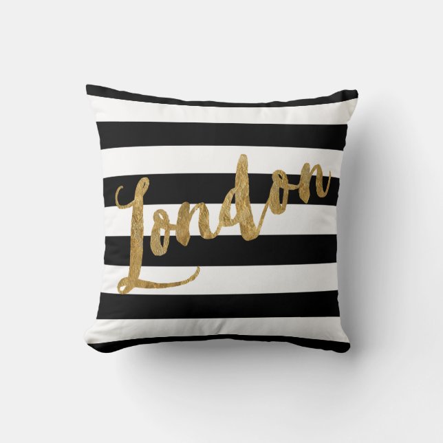 Golden London Stripes Cushion (Front)