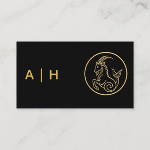 Golden look - Capricorn -monogram black Business Card