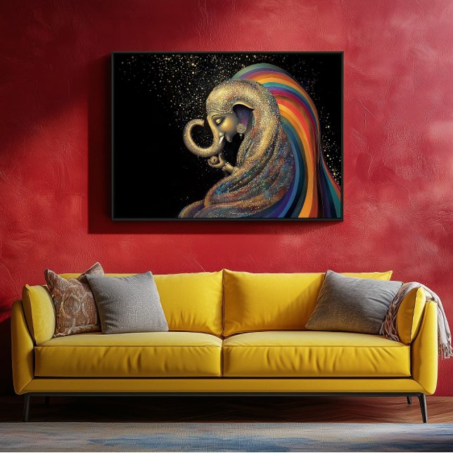 Golden Lord Ganesha Colourful Rainbow Gold Black Poster (Creator Uploaded)