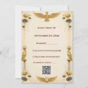 Golden Lotus Egyptian RSVP Card