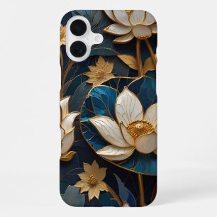 "Golden Lotus Elegance - Luxurious iPhone Case" 16 Plus Case