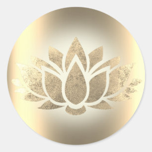 golden lotus FAUX metallic effect Classic Round Sticker