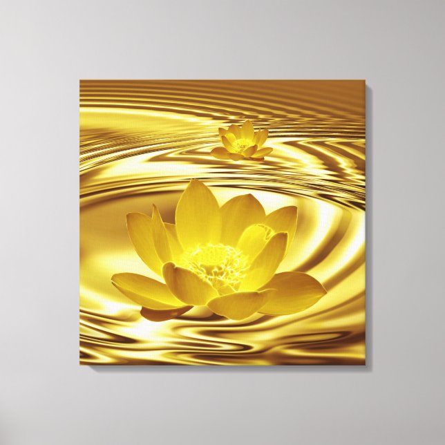 Golden lotus flower canvas print (Front)