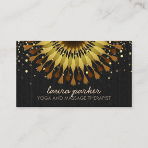 Golden Lotus Flower Confetti  Yoga Health Massage Business Card